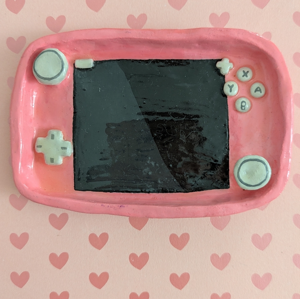 Handmade Pink Nintendo Switch Clay Trinket Dish